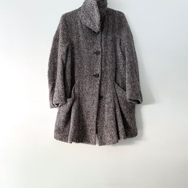 MINE high neck flare coat / brown grey