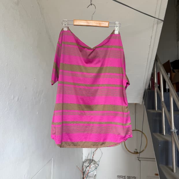 빈티지 스트라이프 오프숄더 탑