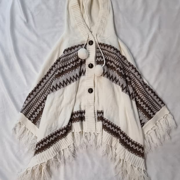 빈티지 모리걸 하구미 히피 에스닉 케이프 망토