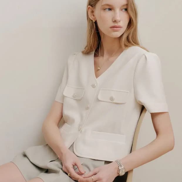 룩캐스트 셀리나 퍼프 슬리브 자켓 - 아이보리