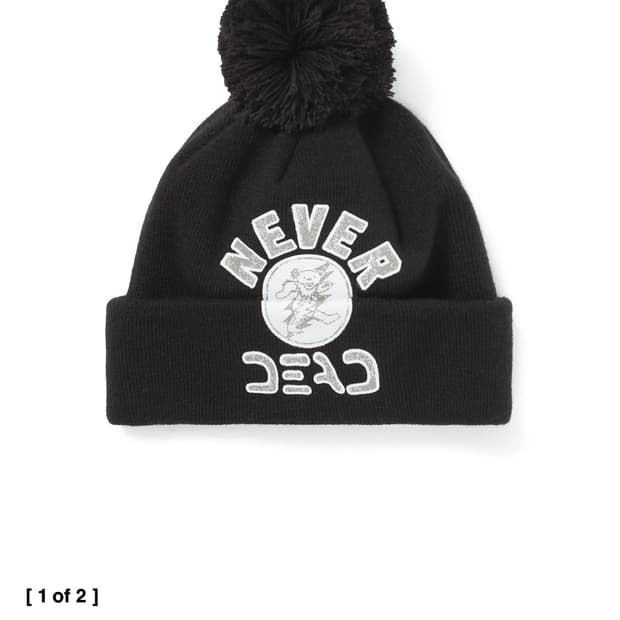 GD Lightning Bear Pom Beanie Black