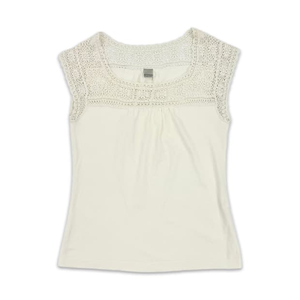 빈티지 JEANASIS 아이보리 니트 레이스 레이어드티