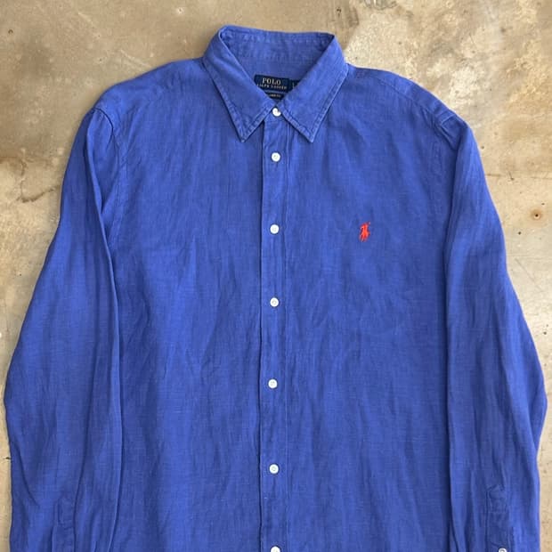L 폴로랄프로렌 릴렉스드핏 블루 린넨 셔츠