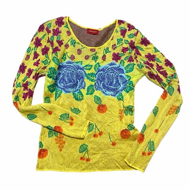 KENZO PARIS 플로럴 프루트 자카드 니트 탑