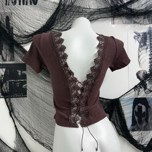 Back flower lace detail halfsleeve