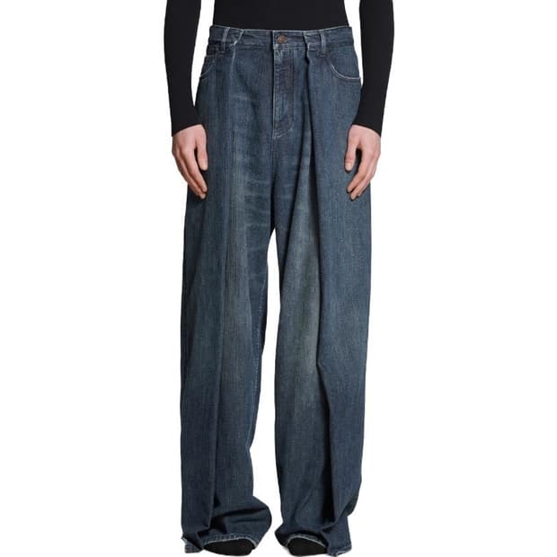 발렌시아가 더블 사이드 데님 팬츠 다크블루