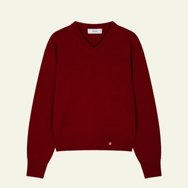 웨이비니스 하이 타이드 브이넥 니트 레드 2