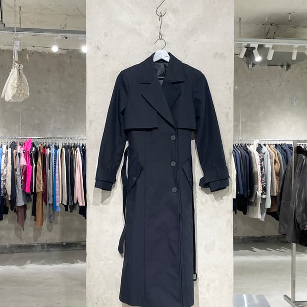 올세인츠 블랙 세이지 트렌치 코트