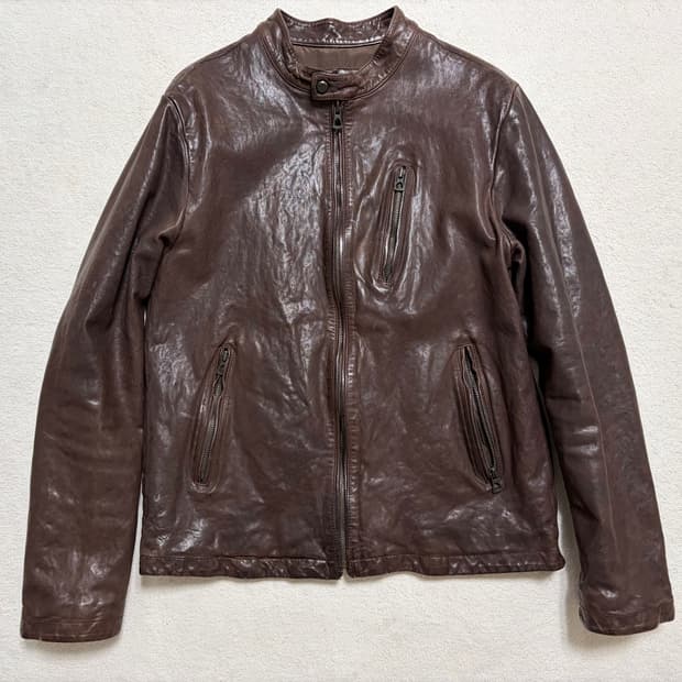 [XL] 시리즈(SERIES) 램스킨 레더 바이커 자켓 (브라운)