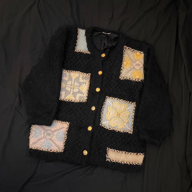 빈티지 모헤어 돌 엔틱 가디건 니트