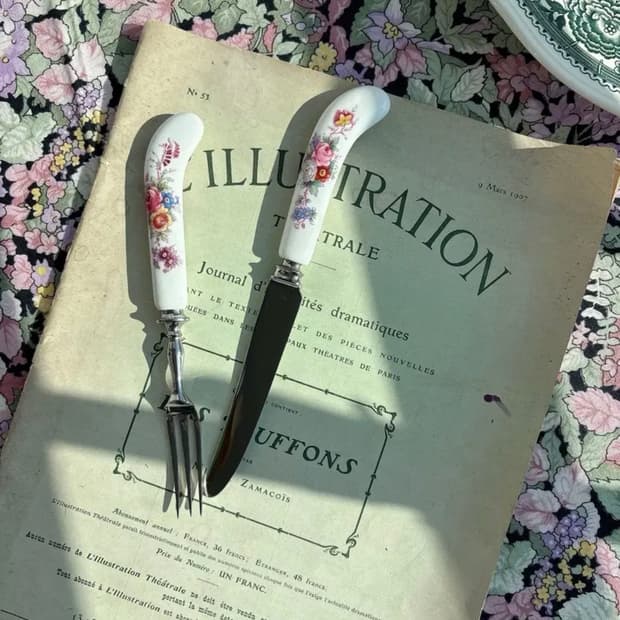 영국 빈티지 로얄크라운더비 나이프&포크세트