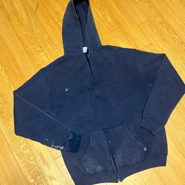 [L] 80s USA 빈티지 러셀 후드집업 페이디드 네이비