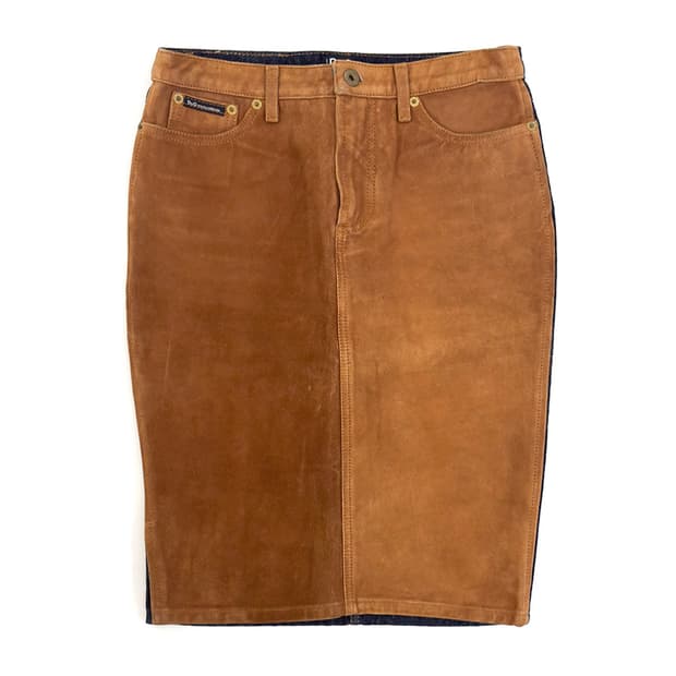 Dolce&Gabbana Suede Panel Denim Skirt/40