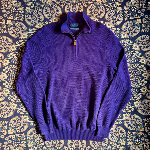 폴로 골프 쿼터집업 와플니트