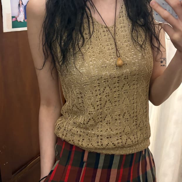 jpn vintage beige knit sleeveless