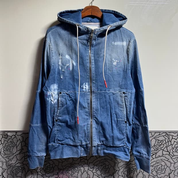 PMDS 데님 페인트 후드집업