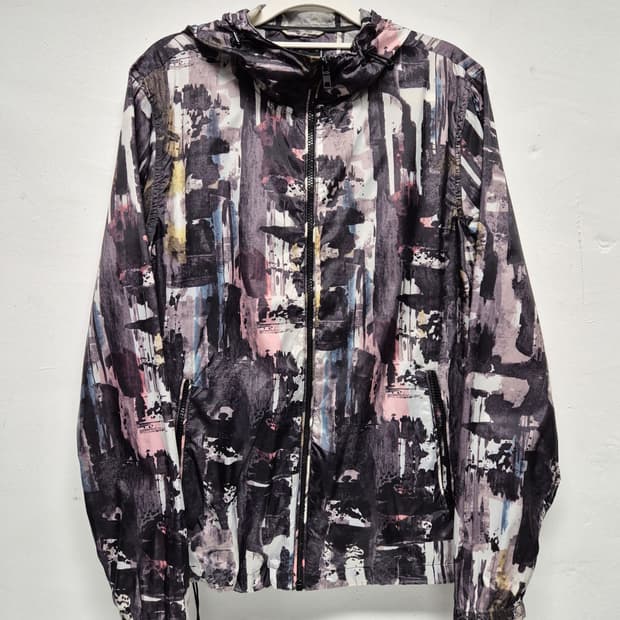 Abstract Print Windbreaker Jacket