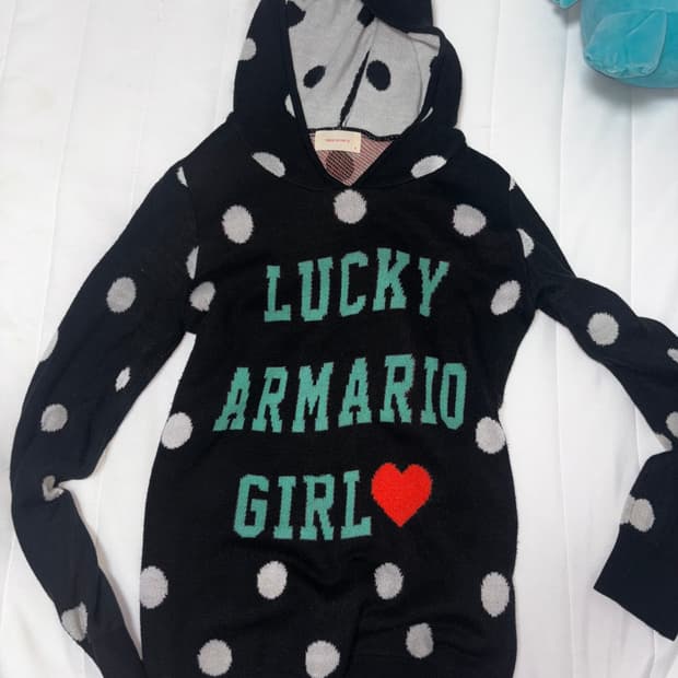 도트 땡땡이 니트후드티