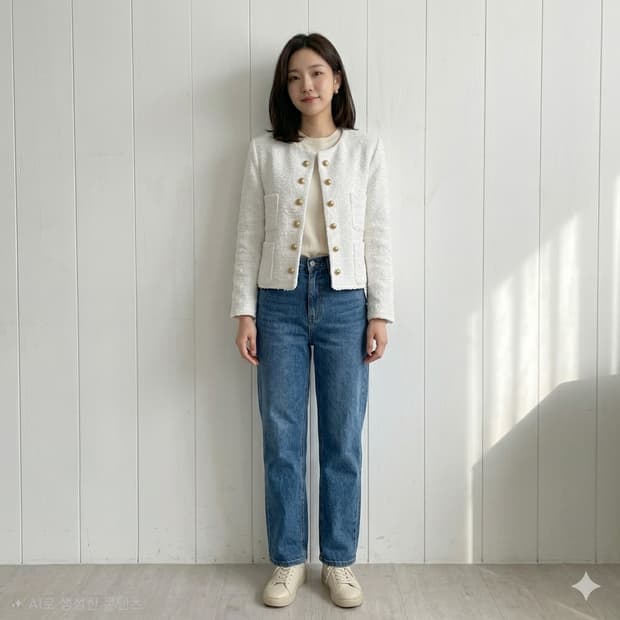 스타일난다(STYLENANDA) 노칼라 트위드 자켓