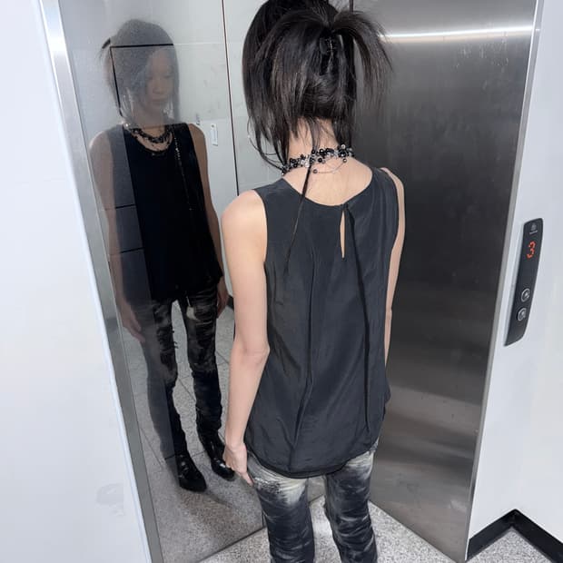 matte black layered sleeveless