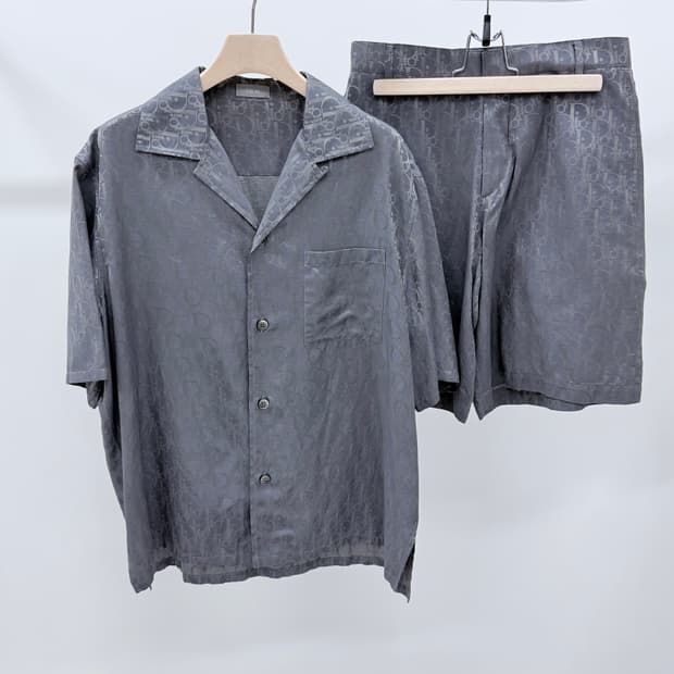 [41,44] 디올 오블리크 실크 반팔 셔츠 반바지 셋업