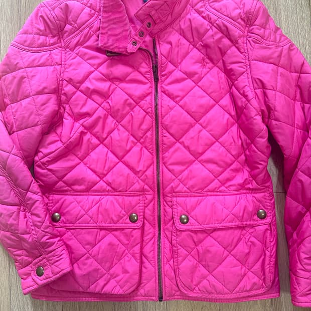 폴로 핑크 퀄팅 크롭자켓 90