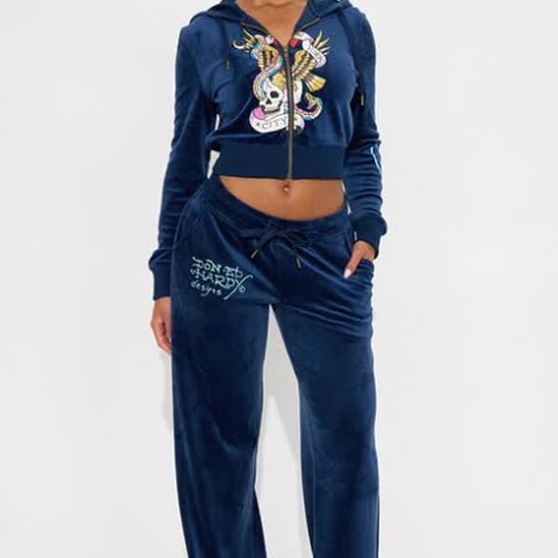 [새제품] 에드 하디 벨루아 벨벳 후드집업 팬츠 셋업