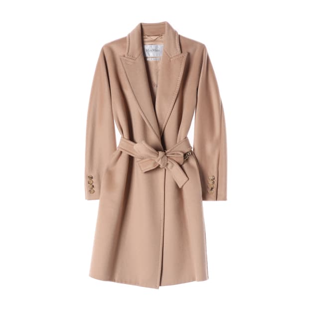 막스마라 체인 디테일 캐시미어 100% 벨티드 코트