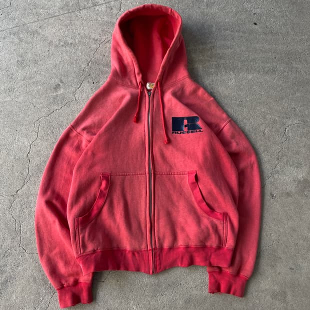 70-80s Russell Faded Red 50/50 Hood zip