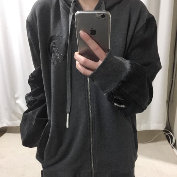 디젤 그레이 데님 흑청 후드집업