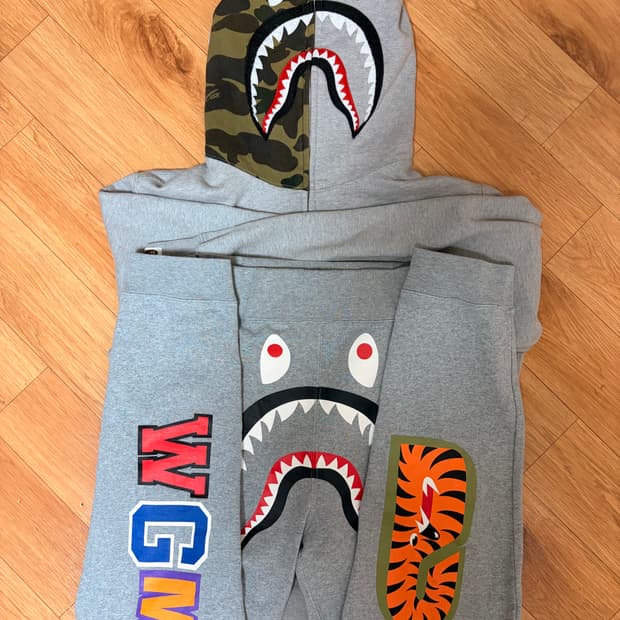 베이프 반카모 샤크 후드집업+바지