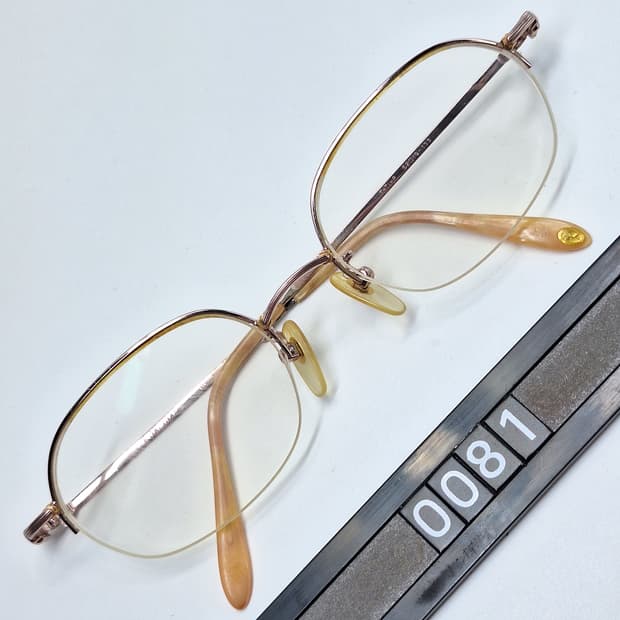 00s 일본 빈티지/KIMIJIMA 111 장미 장식 티타늄 반무테 안경
