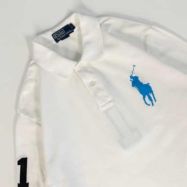 Polo 폴로 민트 빅포니 화이트 카라 반팔 (L)
