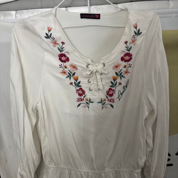 lovetoxic 일본 빈티지 꽃자수 블라우스 