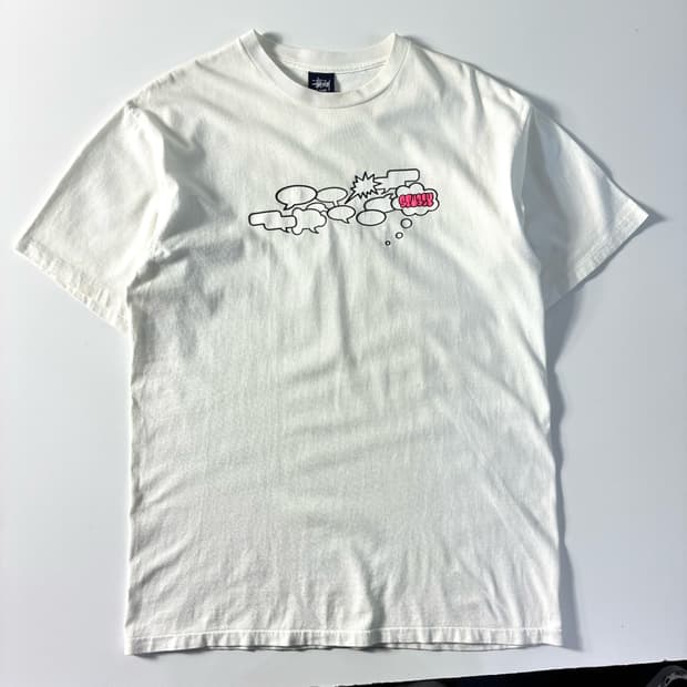 Stussy  스투시 00,s 스피치 버블 화이트 반팔 티셔츠 