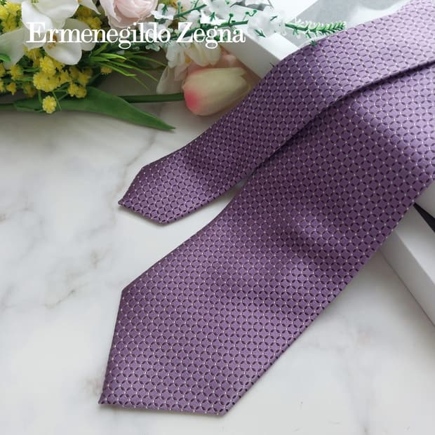 에르메네질도 제냐 실크 마이크로 패턴 넥타이 8.7cm A등급 K615
