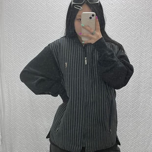 입생로랑 구스다운 리버시블 스트라이프 패딩 조끼 110 C06863