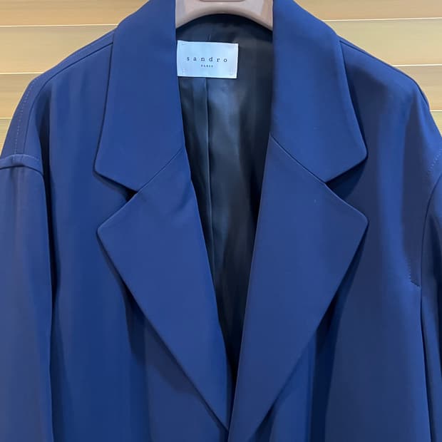 산드로 남성 네이비 간절기롱코트 싱글코트