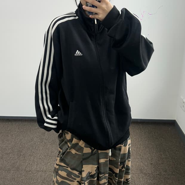 Adidas 아디다스 삼각로고 블랙 트랙탑져지