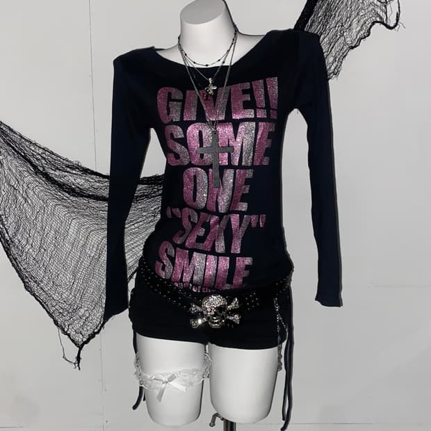 ꒰ঌ 갸루 글리터 셔링 롱슬리브 ໒꒱