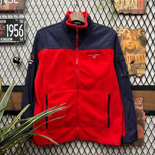 90s 폴로 랄프로렌 스포츠 나일론 자켓 레드 네이비 배색