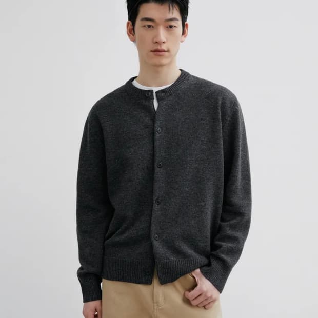 브랜디드 라운드 가디건 차콜 XL