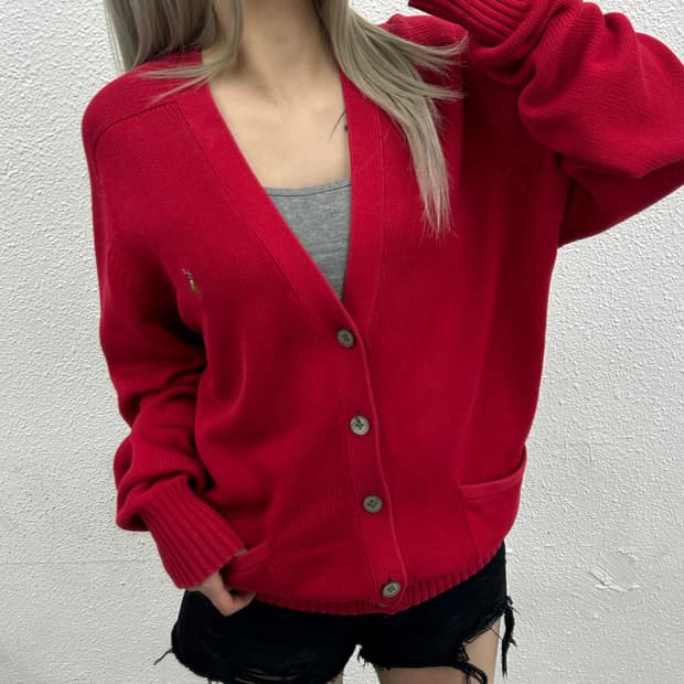 폴로 랄프로렌 옥스포드 레드 가디건 95