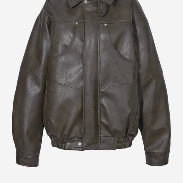POCKET LEATHER JACKET / BROWN
