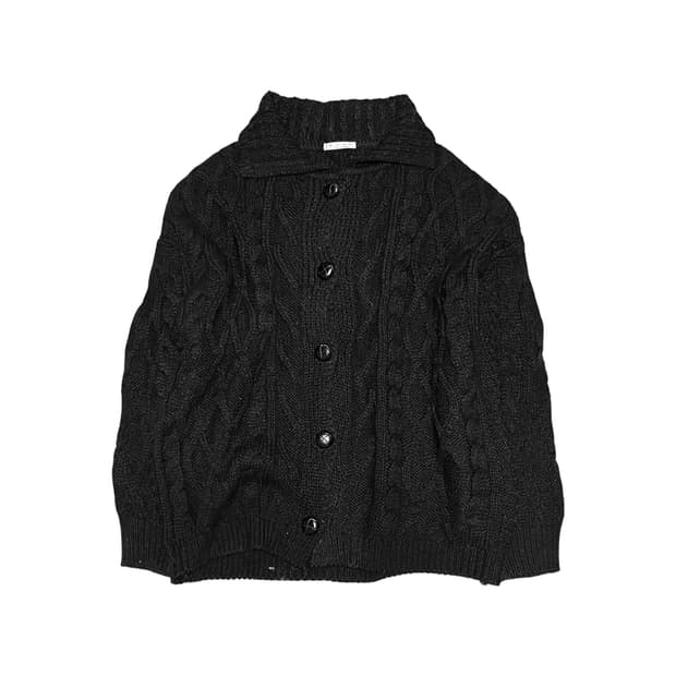Vintage Cable Button Knit Cardigan_Black