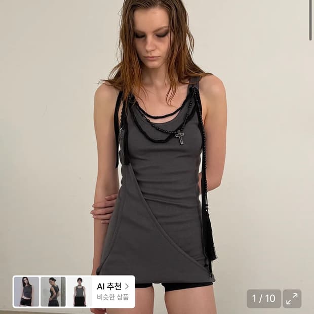 Antique necklace sleeveless - Charcoal