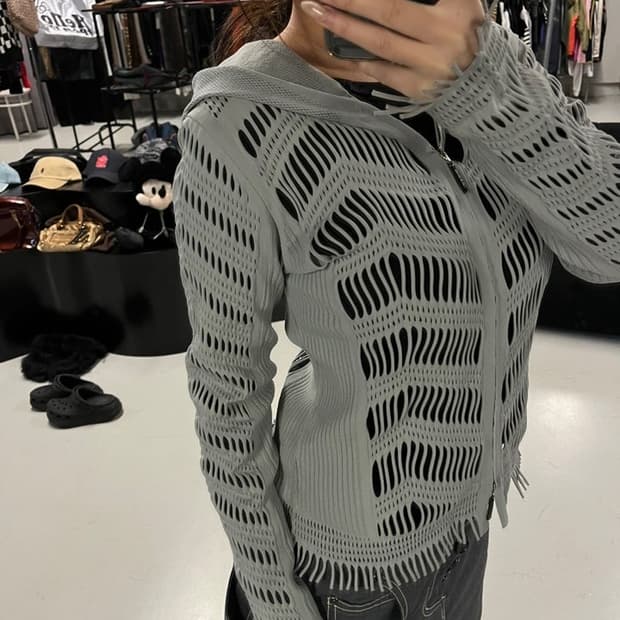 HIROKO BIS cut out hood zip up 