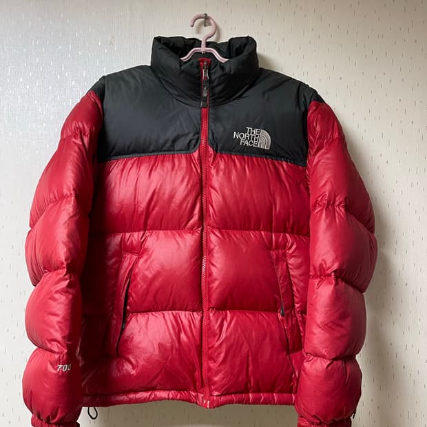 노스페이스 정품 눕시 구스다운 자켓 레드 700필