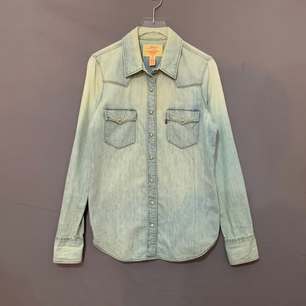 S 리바이스 연청 워싱 웨스턴 데님셔츠 청남방