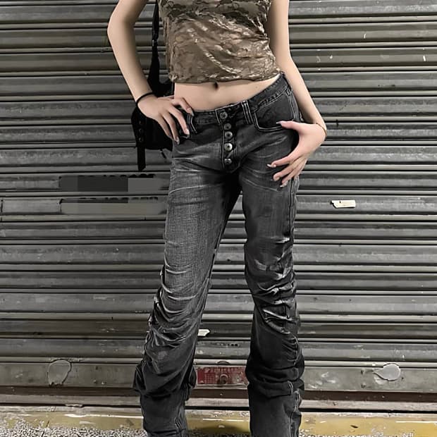 빈티지 흑청 데님팬츠 y2k